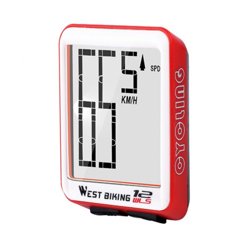 Bike Speedometer Wireless Large Character Code Table Large Screen English Waterproof Luminous Sports Sensors MTB Speed Meter: red