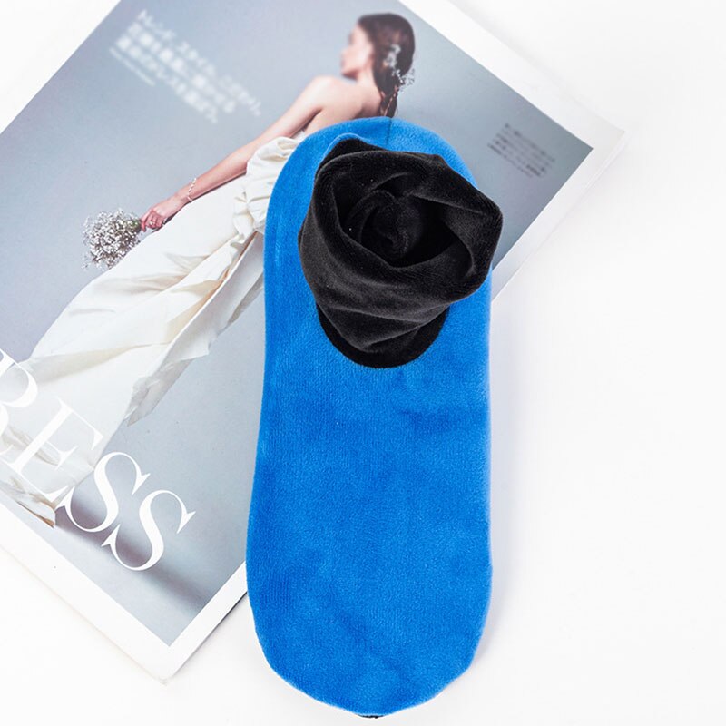 Winter unisex thuis bed sokken warme dikke sokken pure kleur antislip korte sokken pure kleur vloer pantoffels sokken dames yoga sokken: Blauw