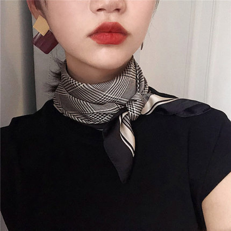 Luxo xale de seda lenço quadrado para mulheres cetim moda envolve lenço feminino faixas de cabelo fita bandana mulher hijab