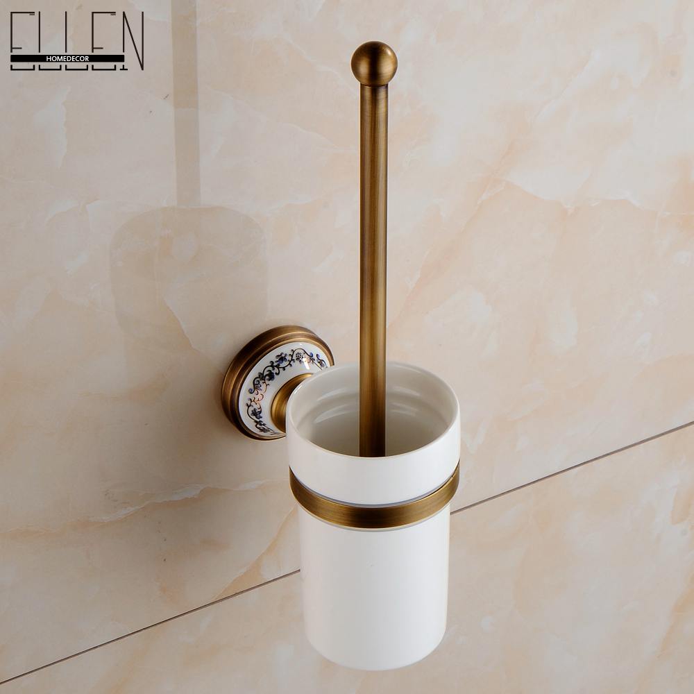 Vidric Antique Bronze Bathroom Accessories Sets Towel Shelf Towel Holder Toilet Paper Holder Rove Hook Ceramic Bathroom Products: Toilet Brush Holder