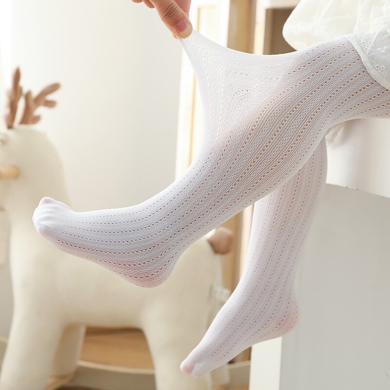 Verão malha collants do bebê respirável macio crianças pantyhos cor sólida crianças da menina do bebê meias da criança roupas de bebê: White