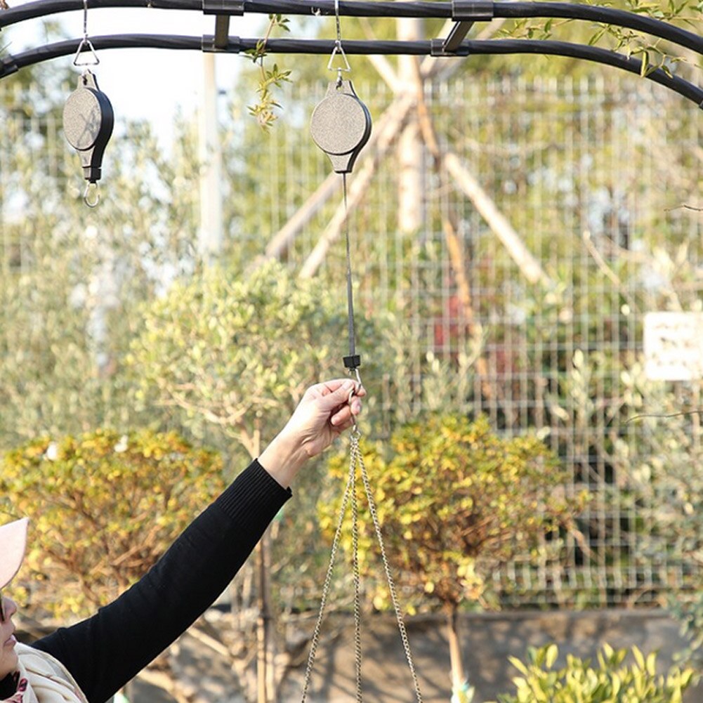 Retractable Hanging Plant Potted Telescopic Hook Garden Orchid Pots Pulley Pull Down Hanger Bird Cage Free Wheeling Lifting Hook
