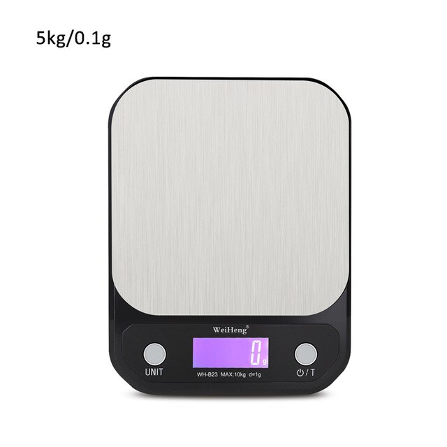 Genopladelig køkkenvægt 3kg/5kg/10kg 0.1g/1g lcd digital vægte rustfrit stål veje madvægt madlavningsværktøj balance: 5kg 0.1g