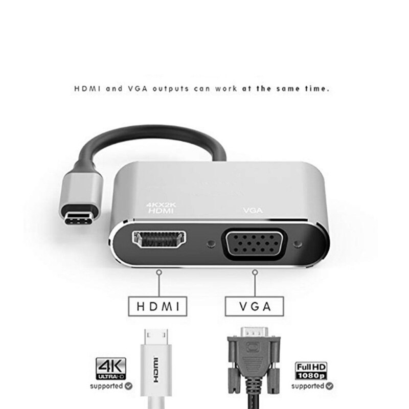 Chtun typec til hdmi vga dock usb c konverter apple notebook til hdmi adapter