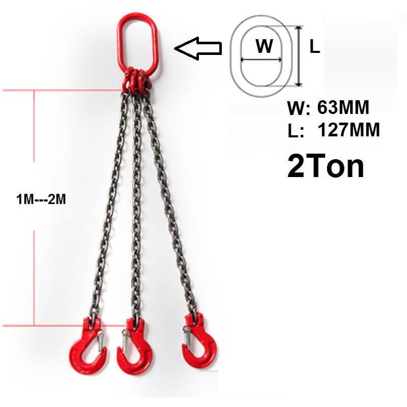 2T--4.7Tonx1-2M three legs 3-claw chain lifter for drum lifter clamp bucket barrel oil tank can chain sling: 40020010-11   2T  2M