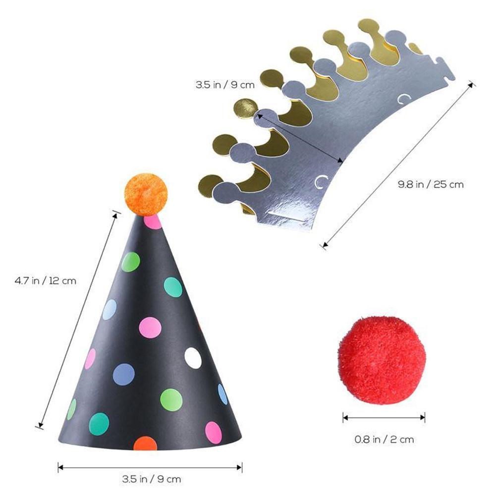 11Pcs/Set Cartoon Party Hats Fun Cone Birthday Party Crown Hats for Children Pets Adults