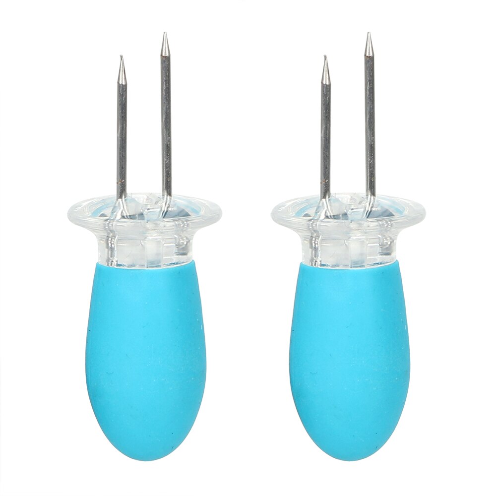 2 unids/set de pinzas gemelas para barbacoa pinchos aguja herramientas de barbacoa de acero inoxidable maíz Cob soporte de tenedor BBQ soportes para maíz