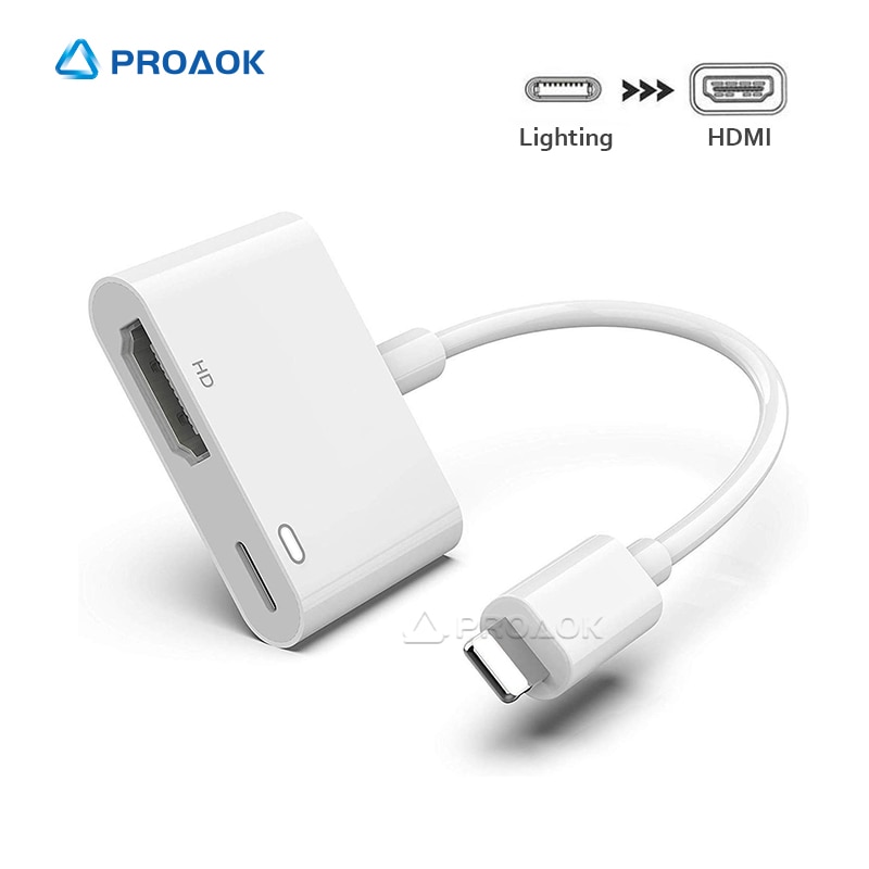 Lightning to HDMI Cable - 1080P HD - For iPhone/iPad to HDTV Projector - Digital Adapter