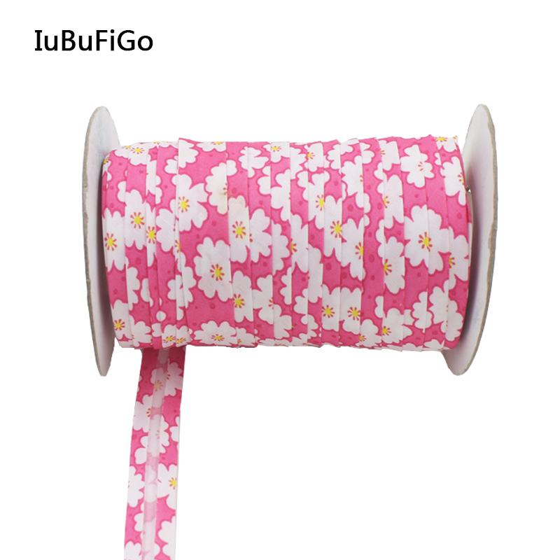 Polyester 3/4 "(20mm) bloemenprint Satijn Bias Tape Biais Voor DIY Kledingstuk Naaien En Trimmen 25 yard/roll