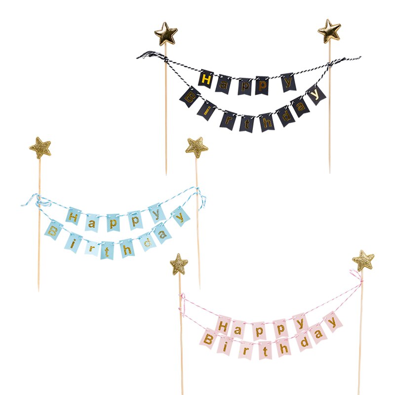 Mini cartel de feliz cumpleaños, decoración de pastel de , suministros hechos a mano, banderines, guirnalda de banderines, banderas S00965