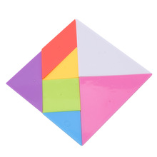 Regenboog Kleur Plastic Tangram Diy Hersenen Puzzel Kid Leren Onderwijs Puzzels Speelgoed Stijl 14*14 Cm Kinderen Jigsaw puzzel