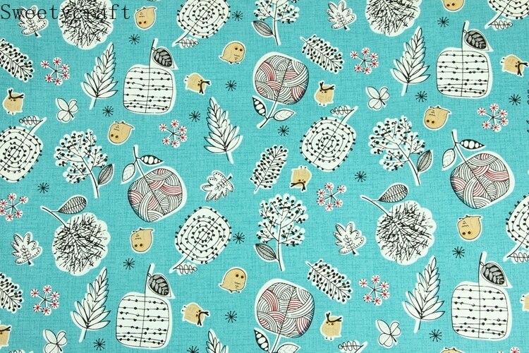 Tejido de algodón grueso de 110x45cm con estampado de hojas tela de algodon DIY hecha a mano Material de mosaico accesorios textiles para el hogar