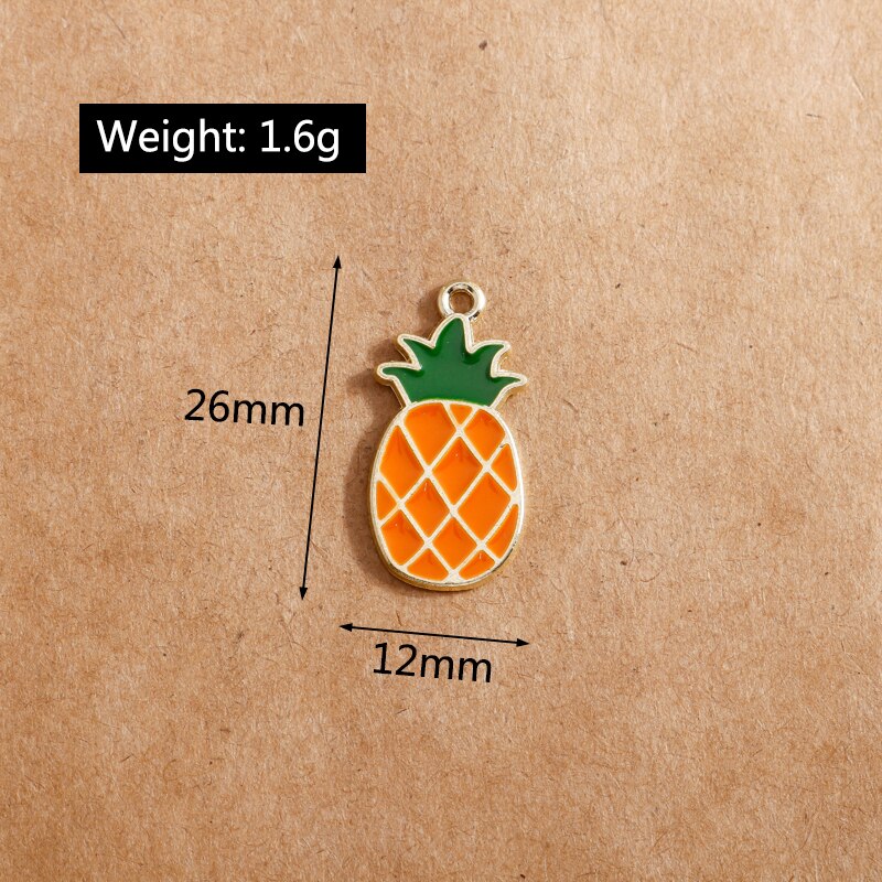 10Pcs 12*26Mm Enamel Ananas Charms Leuke Vruchten Oorbel Hangers Voor Sieraden Maken Diy Armbanden Kettingen Bevindingen accessoire