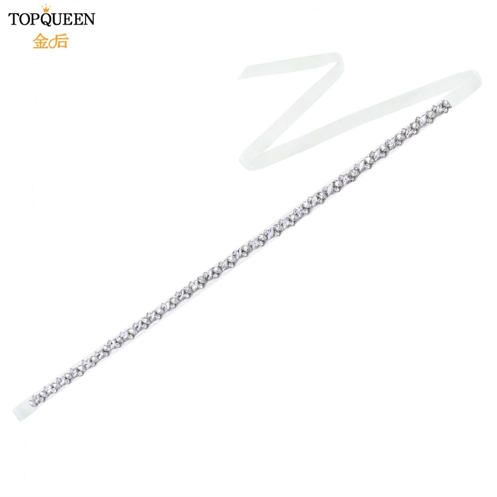 Topqueen S404 Zilveren Steentjes Riem Bruids Trouwjurk Accessoires Vrouwen Diamonds Party Gown Avond Sash Kleding Applicaties: ivory organza
