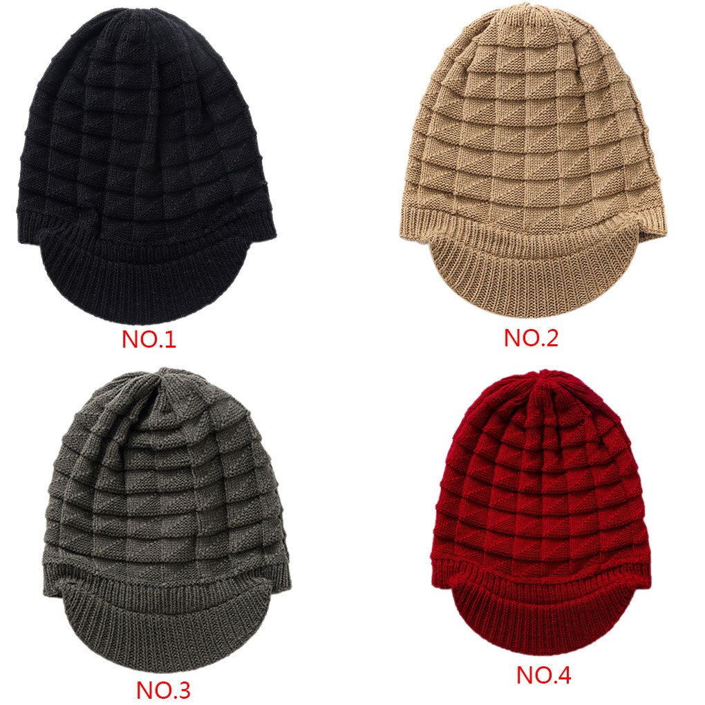 Bonnet avec visière pour femme, casquette ample et chaude, couleur unie, style décontracté, pour l&#39;hiver
