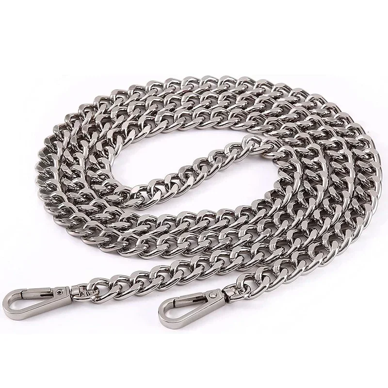 Piezas de repuesto de cadena de bolso de aluminio y Metal de 120cm, accesorios para bolso de hombro tejido a mano, correas desmontables hechas a mano DIY: Plata