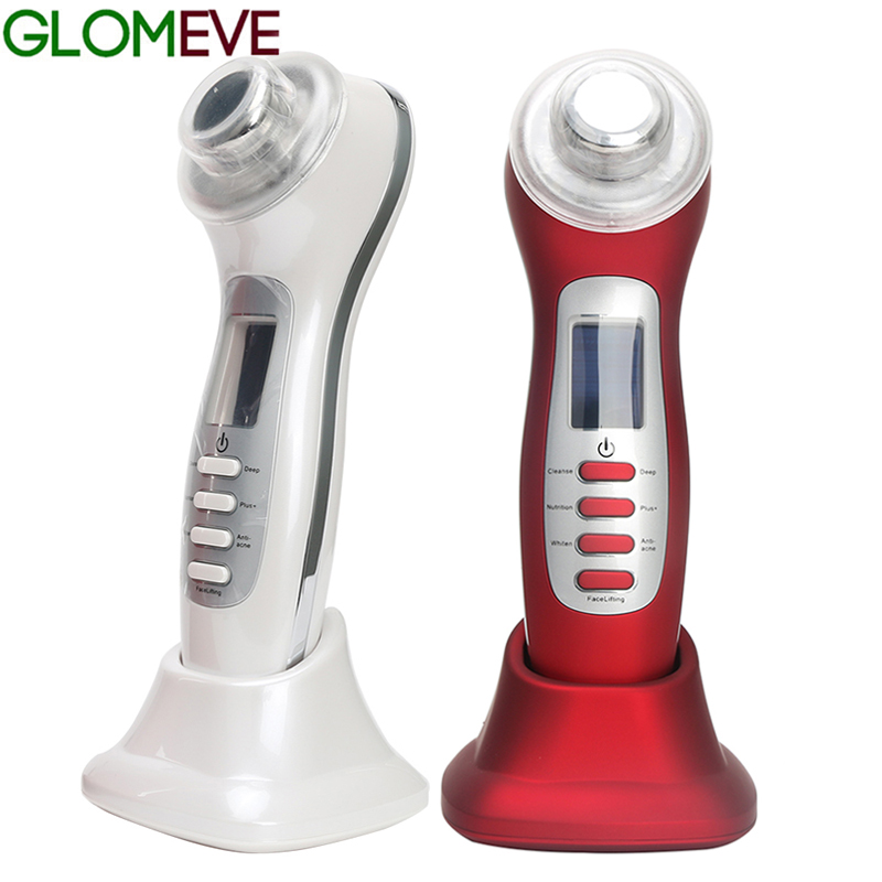Ultrasonic 3MHz Galvanic Skin Care Machine LED Blue Red Light Photon Microcurrent Facial Lifting Skin Tightening Beauty Device