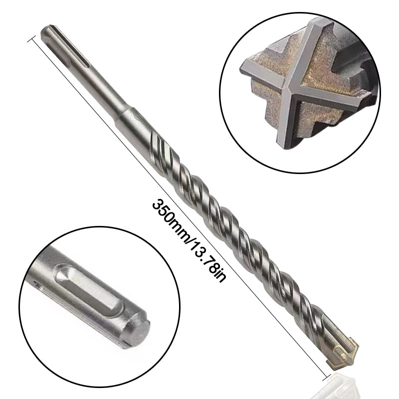 Broca para hormigón de 8-32mm, 350mm de longitud, ranura cruzada SDS Plus, martillo para mampostería, broca de impacto para perforar agujeros en paredes y piedras