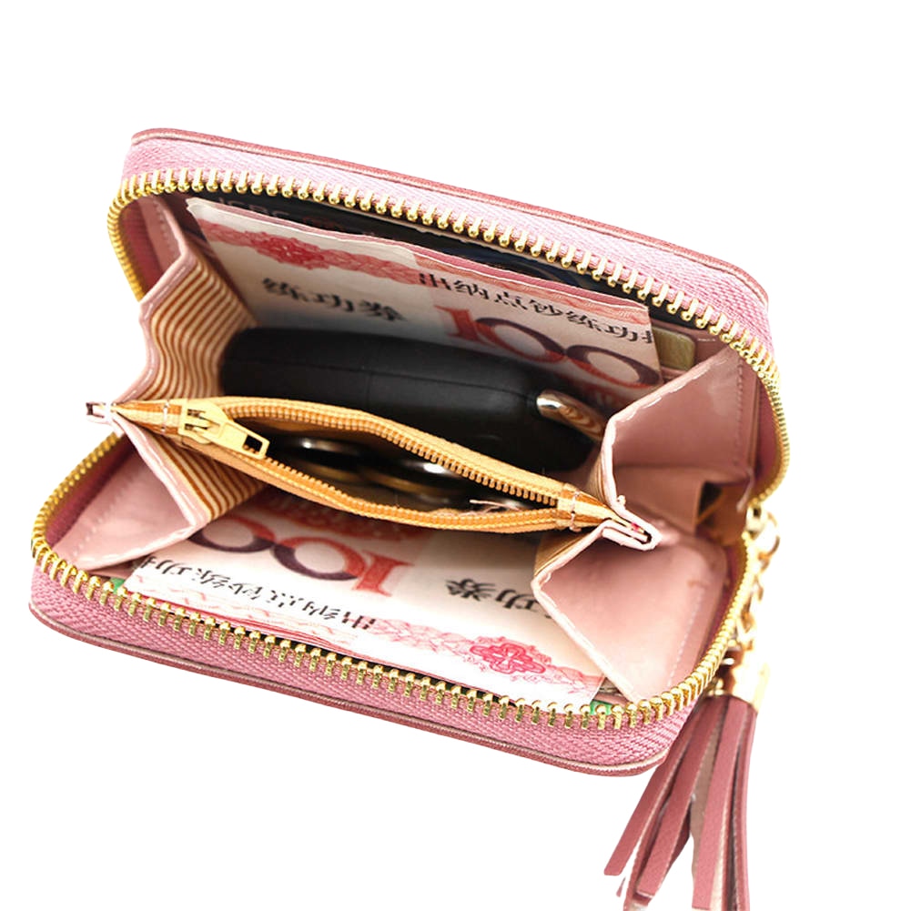 Women Wallets Ladies Flower Embroidery Tassel Short Wallet Girls Cute Zipper Purse Change ID Card Coin Pocket Card Holder