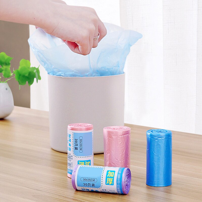 30Pcs/Roll Thicken Kleine Vuilniszakken Mini Desktop Prullenbak Vuilniszak Voor Huishoudelijke Schoonmaakmiddelen Afval Prullenbak Plastic tassen 30*35Cm