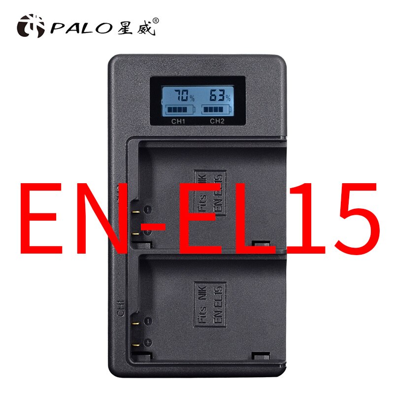 Palo carregador digital LP-E6 LP-E8 LP-E17 NP-FW50 EN-EL15 el15 display lcd vem com usb câmera bateria dupla slot carregador: EN-EL15
