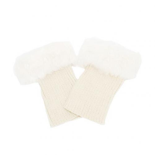 Mulheres Inverno Cor Sólida Curto Knit Polainas Bota Socks Toppers Punhos Macios presentes de Natal термоботинки beenwarmers dames: WHITE