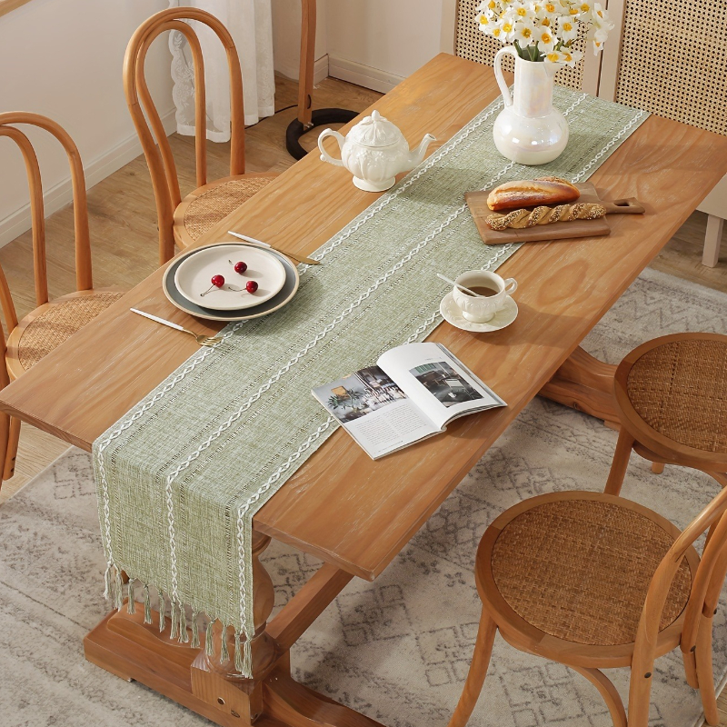 33*183cm bordlöpare tofsflätade randiga bordlöpare för middagsfest bröllopsbordsdekoration