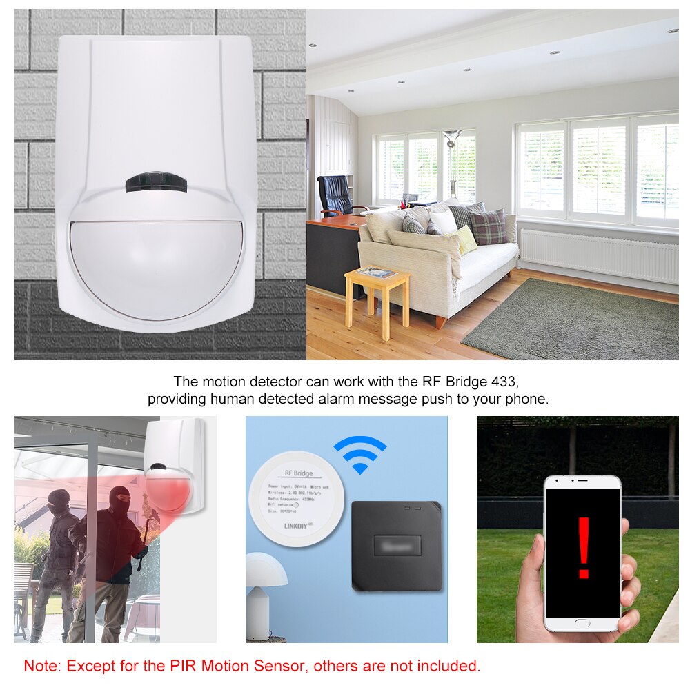 eWeLink 433Mhz RF PIR Motion Sensor PIR Wireless Dual Infrared Detector Smart Home Automation Security Alarm System