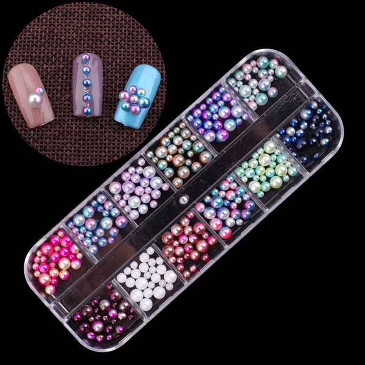 1 låda glitter naglar strass multi size flat-back ab kristaller stenar 3d berlocker diy tips nagelkonst dekorationer glänsande diamanter: A10