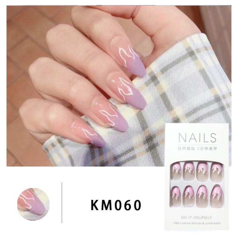 24 sztuk/zestaw biały wzór chmurki projekt sztuczne paznokcie różbyć winnym niebo francuski sztylet pełna pokrywa sztuczne paznokcie klej DIY manicure narzędzia robić paznokci: 03