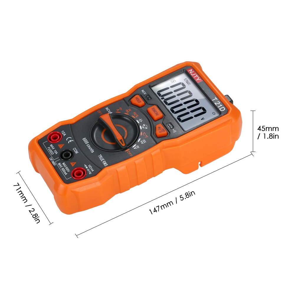 Mini Multimeter 6000 Counts Multi-functional Non Contact True RMS MultiMeter T21D Multimetro Tester AC/DC Voltage Temperature