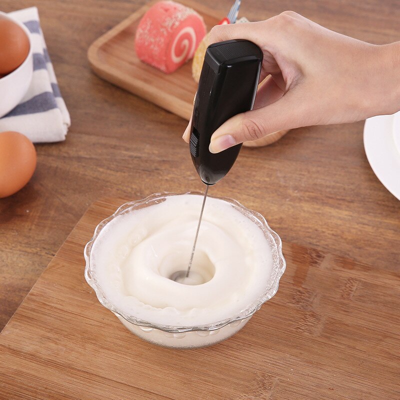 Mini Elektrische Koffie Blender Handheld Eggbeater Bubble Drank Roer Bar Creatieve Elektrische Garde Elektrische Koffie Mixer Melk Garde: black