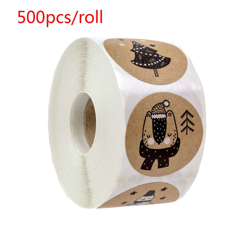 500pcs/roll Christmas Stickers Tree Snowman Animals Decorative for Scrapbooking