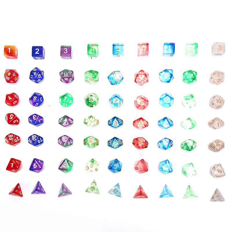 7 Stks/set Transparant Acryl Dobbelstenen Set Multicolor 4, 6, 8, 10, 12, 20 Zijdige Dobbelstenen Trpg Game Liefhebbers Spelen Games