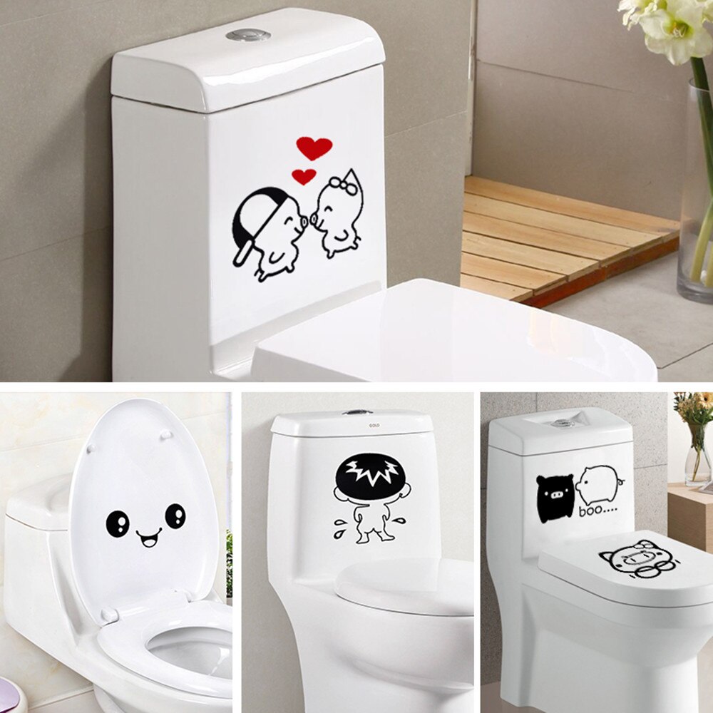 Cartoon Waterproof Toilet Bathroom Sticker Household Toilet Sticker Personality Funny Decoration Sticker