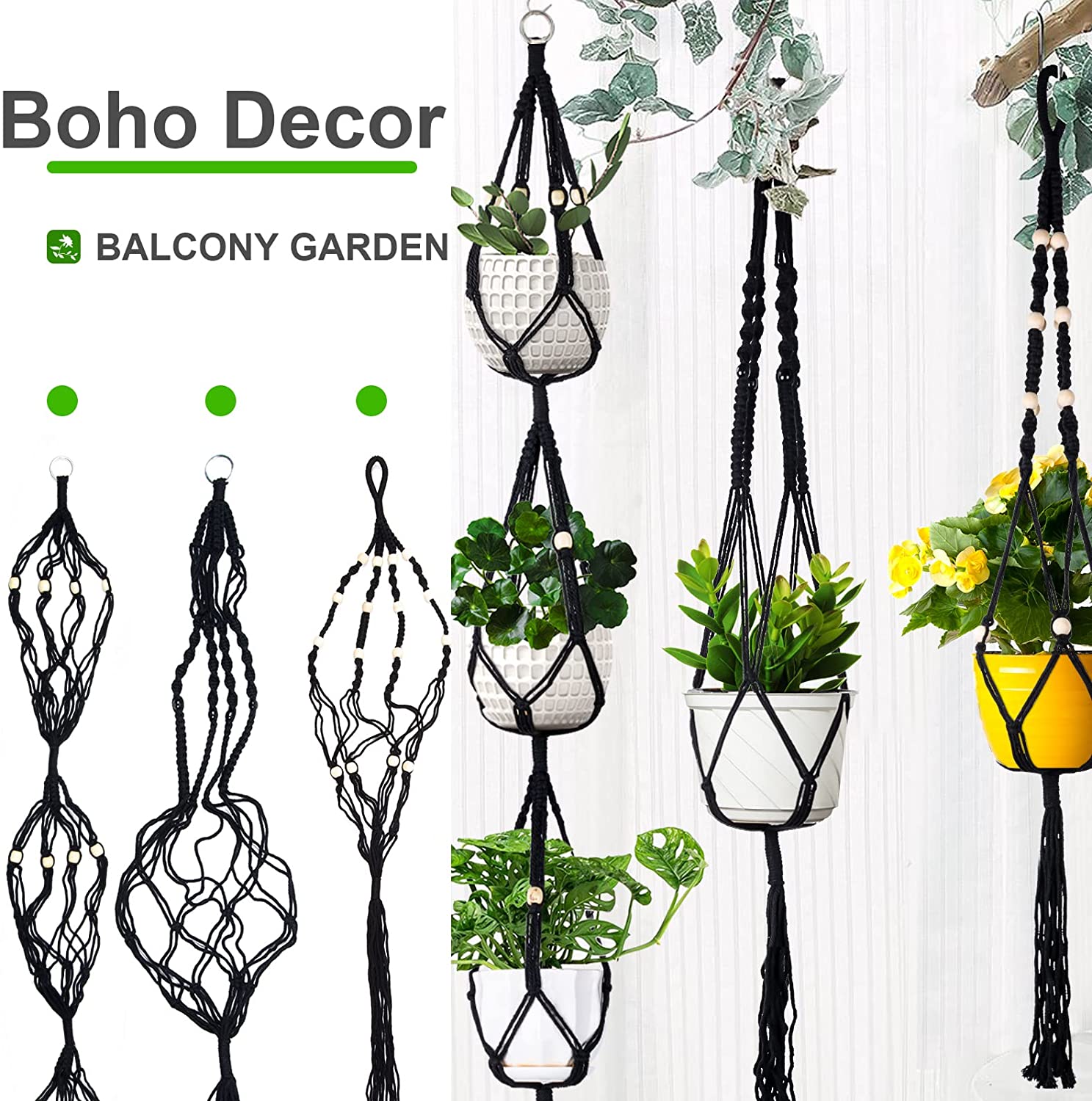 Macrame Handgemaakte Plantenhanger Manden Bloempotten Houder Balkon Hangende Decoratie Geknoopt Hijstouw Huis Tuinbenodigdheden