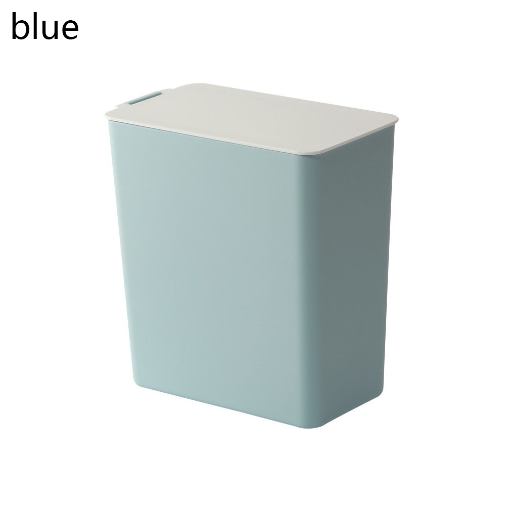 Boîte de rangement de bureau avec couvercle | Mini corbeille à ordures de bureau avec couvercle de Table poubelle en plastique de bureau à domicile boîte de rangement de bureau poubelle boîte de seau pour articles divers: blue