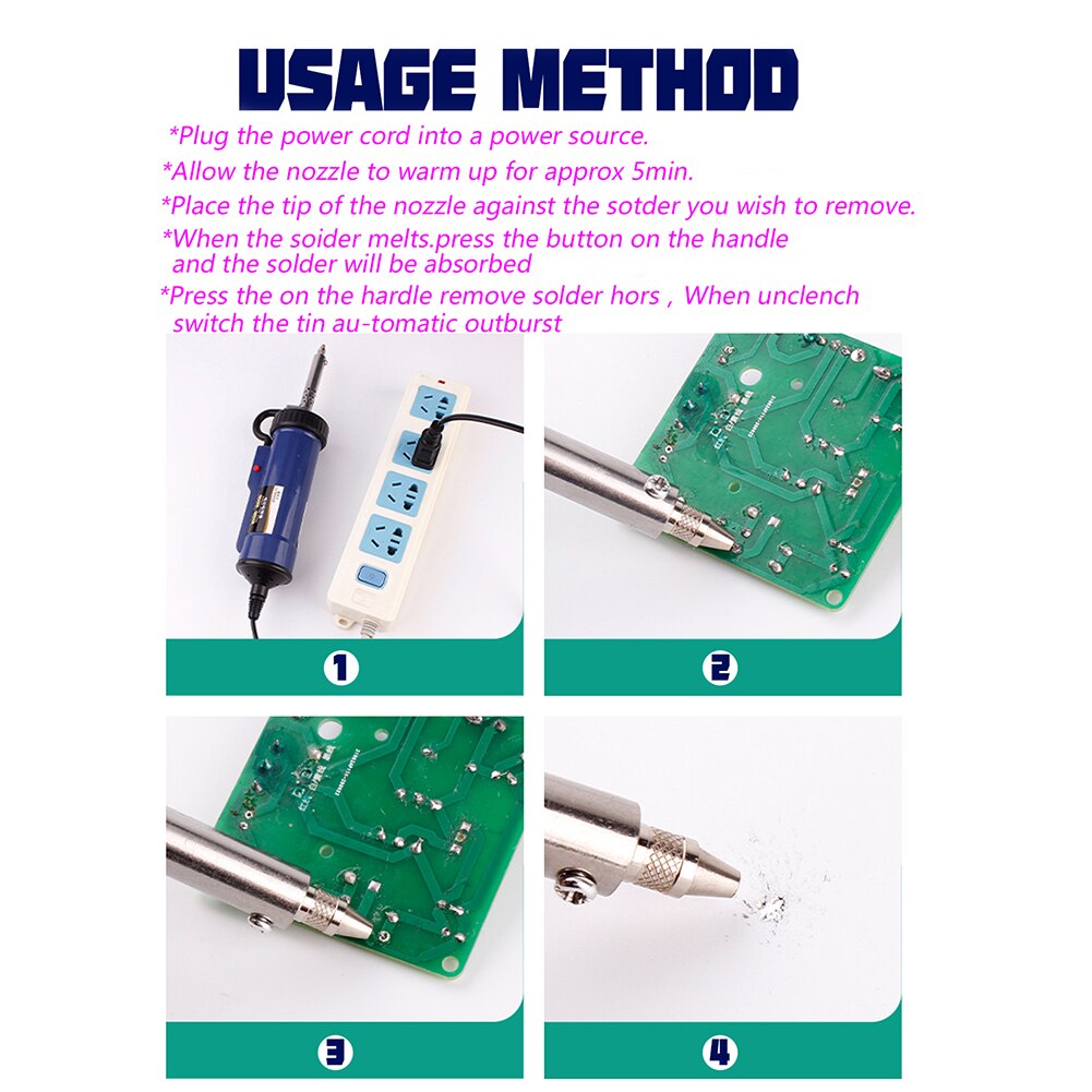 Desolderen Machine Draagbare Soldeerbout Desolder Lassen Automatische Elektrische Soldeer Tin Sucker Vacuüm Solderen Verwijderen