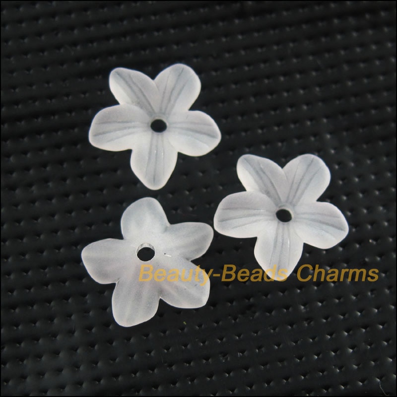 Neue 150 stücke Weiß Kunststoff Acryl Blume Stern Abstandshalter Ende Korn Kappen Reize 11mm