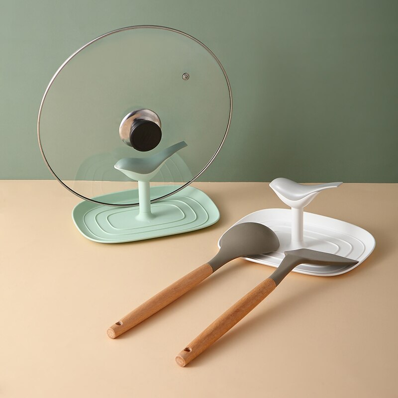 Kitchen Spatula Ladle Shelf Bird Shape Spoon Rest Pot Lid Holder Containers Supplies Rack Cover Strainer Pad Multifunction Stand