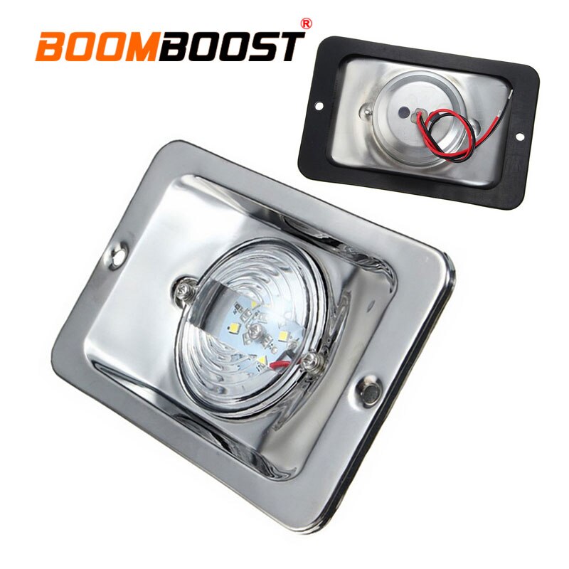 1 Pcs 12V Waterproof Stainless Steel Navigation Lamp White LED Square Light Transom Ship Lights for Marine Boat Ship