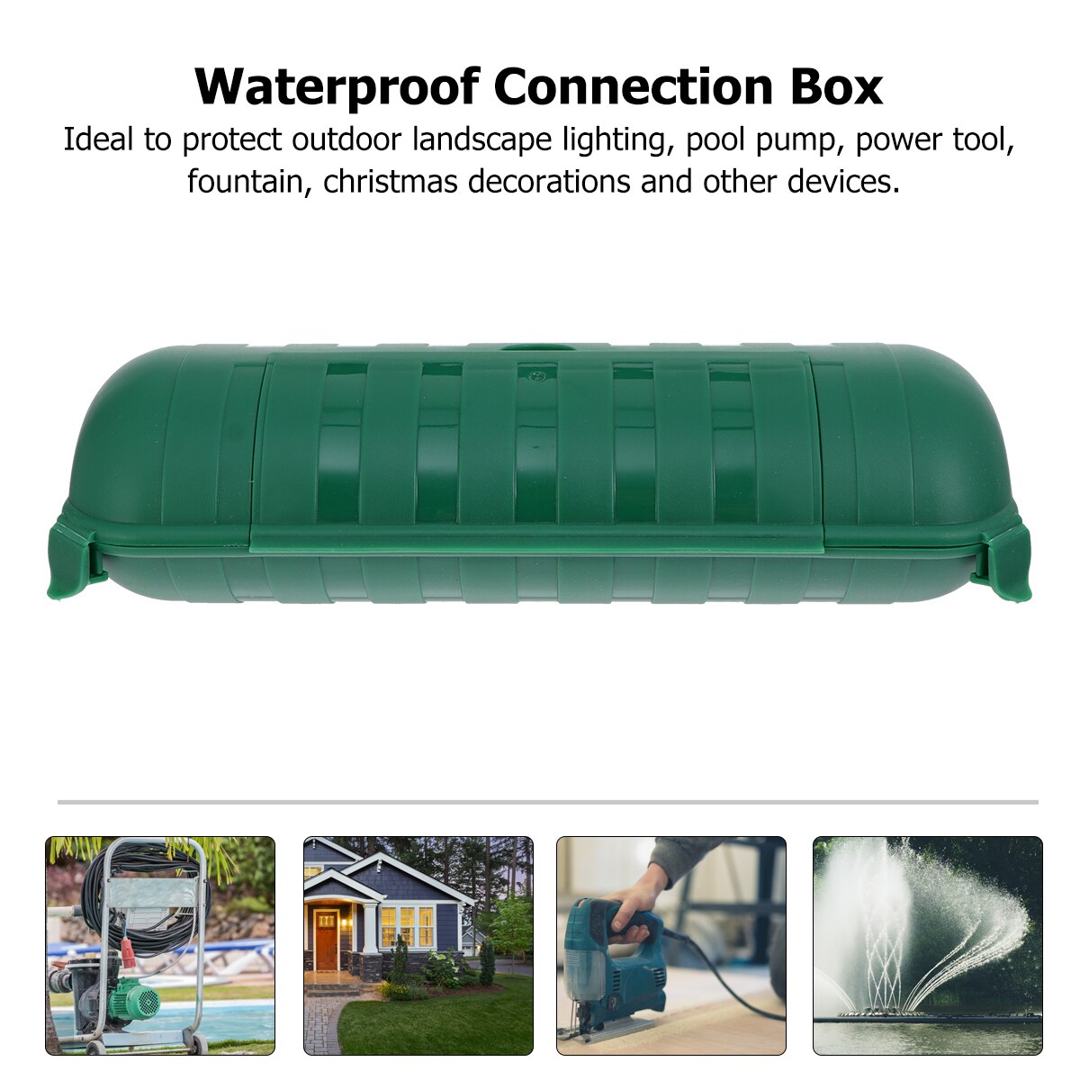 Waterproof Connection Box Weatherproof Electrical Extension Cord Box ( Green )
