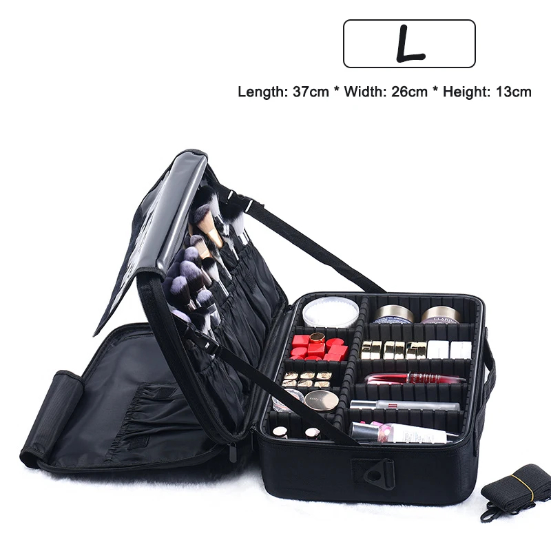 Estuche de maquillaje para mujer, caja de herramientas de belleza para uñas de gran capacidad, organizador de cosméticos, maletas para cajas de almacenamiento de maquillaje: Caqui oscuro
