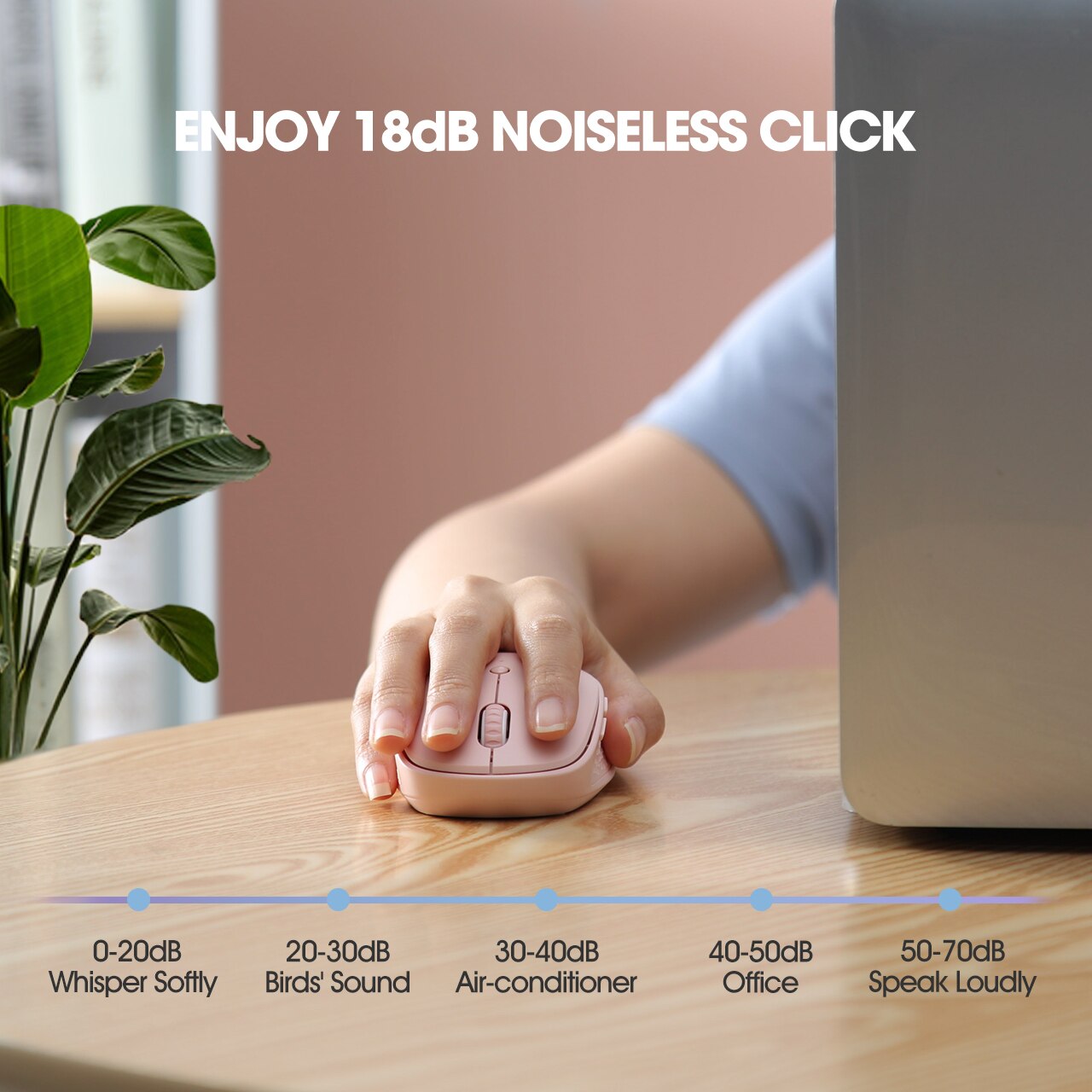 VicTsing PC300 2.4GHz Noiseless Mini Wireless Mouse Ergonomic Computer Mouse with 6 Buttons Optical Portable Cordless Mice