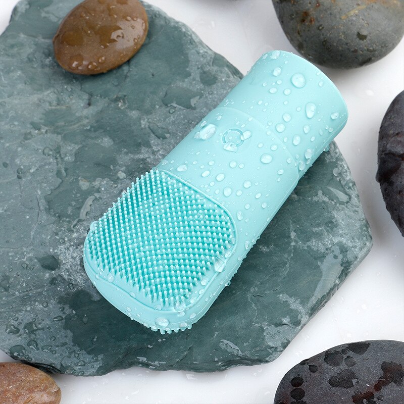 cepillo de limpieza facial eléctrico de silicona, Mini limpiador de vibración Sónica, limpieza profunda de poros, masaje de piel, cepillo de limpieza facial: green 2