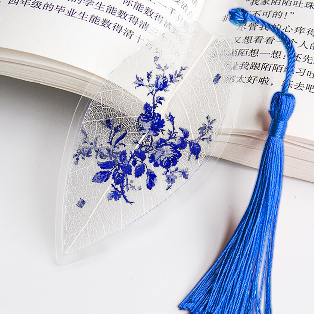 Creatieve Chinese Stijl Bladwijzer Met Kwastjes Mooie Blauw En Wit Porselein Bladader Voor Vriend Student Schoolbenodigdheden: No.14