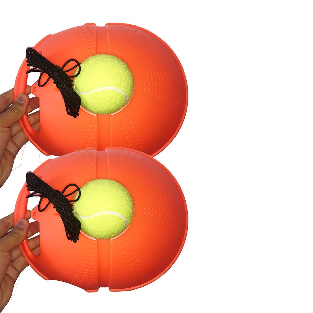 Base de entrenamiento de tenis de alta resistencia, con cuerda elástica, pelota de práctica, rebote automático, entrenador de tenis, dispositivo de combate: A 2 bases 2 balls