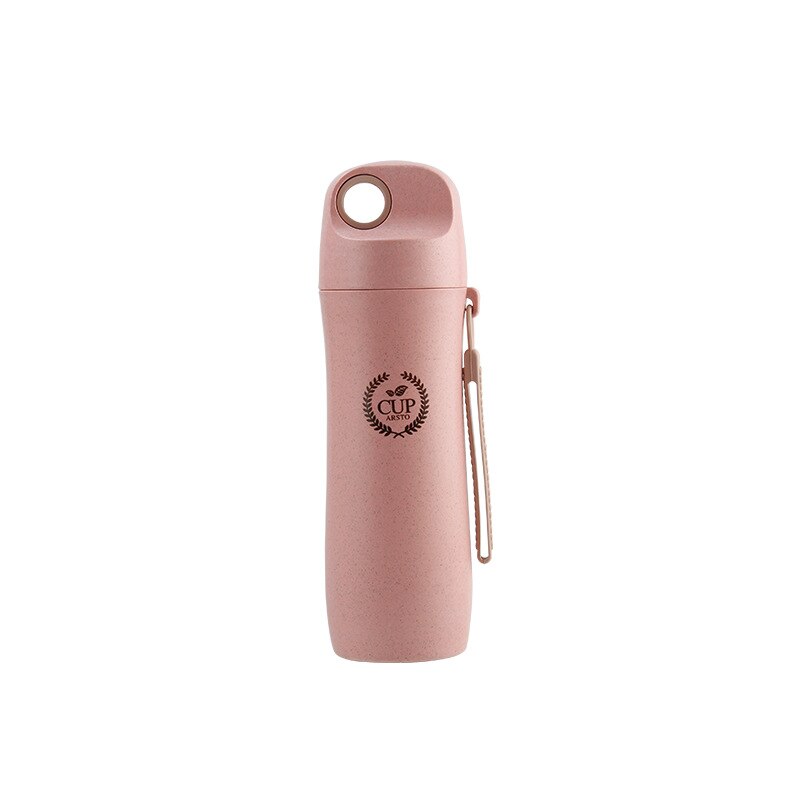 Simpel nordico bebe hvede halm flaske ris husk drikkeflaske med låg naturlig ren husk flaske: Nordisk pink 430ml
