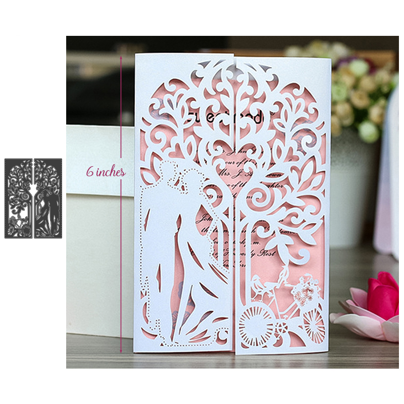 Couple Metal Cutting Dies for Wedding Invitation Cards Lovers Craft Die Cut Scrapbooking Stencil Stamp and Die Sets: DW2072Set