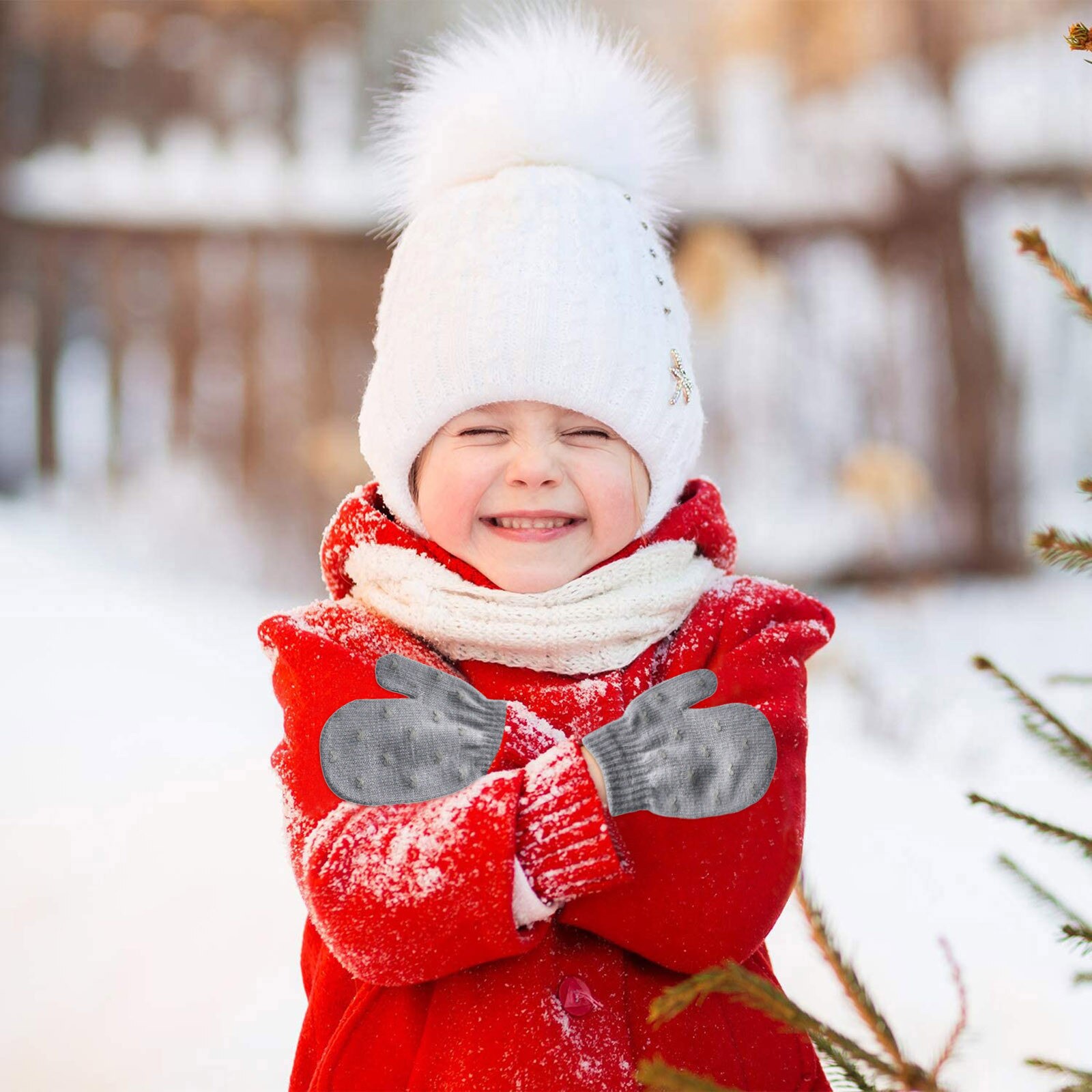 3 #3/5Paare freundlicher freundlicher Jungen Mädchen Winter Nette Liebe Herz Warme Gestrickte Handschuhe Einfarbig Handschuhe Baby Zubehör 1-4y Handschuhe: B